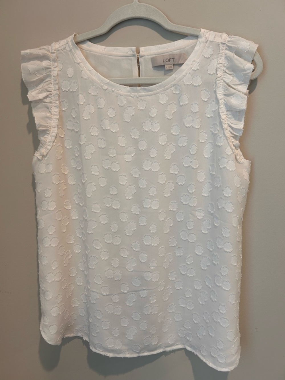 LOFT Cream Flocked Spot Blouse Size S